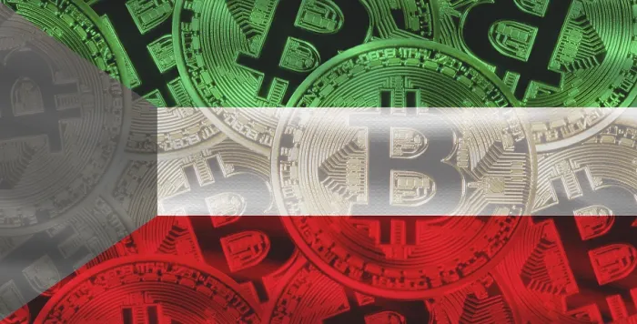 Gerahmter Druck : Das kuwaitische Flagge mit Bitcoins im Hintergrund. Gerahmter Druck : Das kuwaitische Flagge mit Bitcoins im Hintergrund.