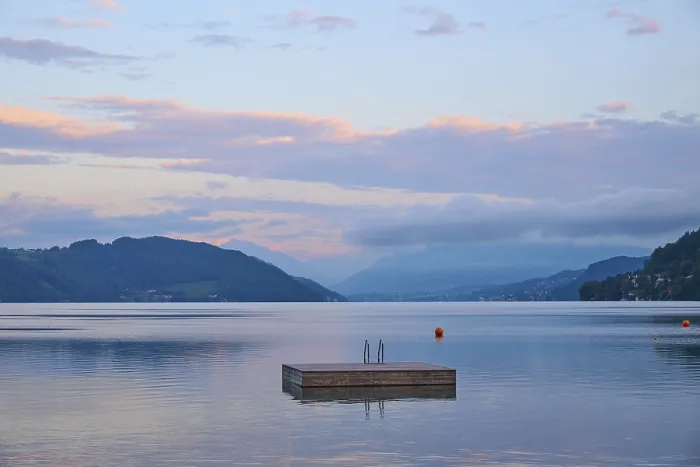 Gerahmter Druck : Seej, Badestränd, Himmel, Wolken