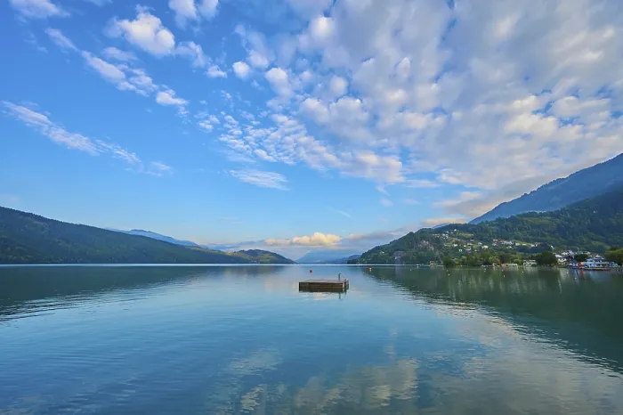 Gerahmter Druck : Seeal, Reflexion, Badesteg Gerahmter Druck : Seeal, Reflexion, Badesteg