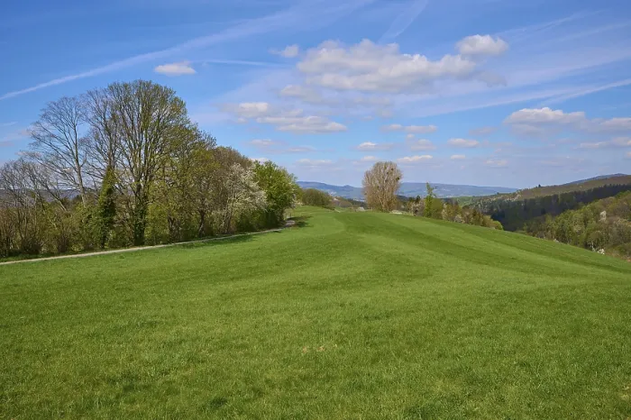 Gerahmter Druck : Landschaft, Wiese, Vorlandkette