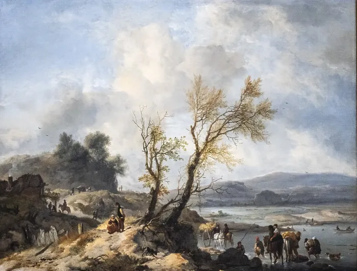 Gerahmter Druck : Landschaft mit einem sandigen Pfad, Philips Wouwerman Gerahmter Druck : Landschaft mit einem sandigen Pfad, Philips Wouwerman