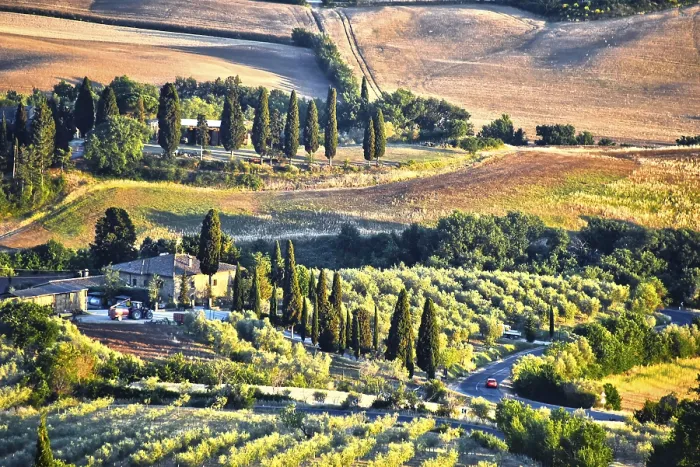 Gerahmter Druck : Landschaftsansicht von Val d'Orcia Gerahmter Druck : Landschaftsansicht von Val d'Orcia
