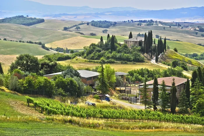 Gerahmter Druck : Landschaftsblick auf den Val d'Orcia Gerahmter Druck : Landschaftsblick auf den Val d'Orcia