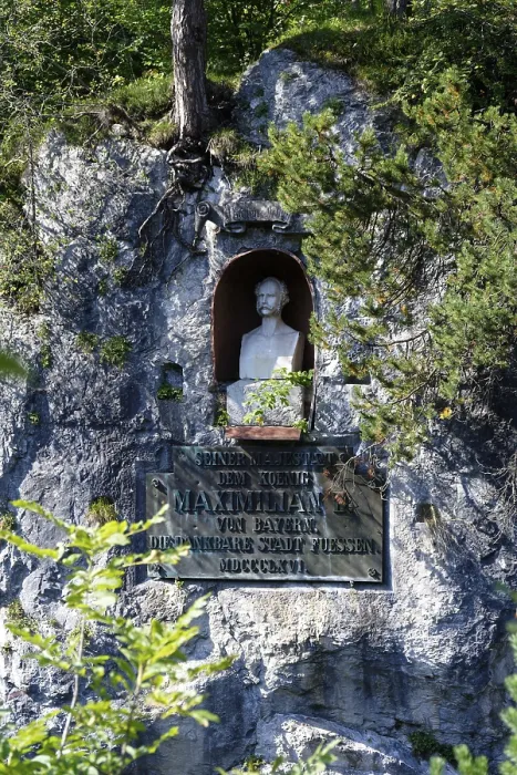 Gerahmter Druck : Lechfall, Büste des Königs Maximilian II. Gerahmter Druck : Lechfall, Büste des Königs Maximilian II.