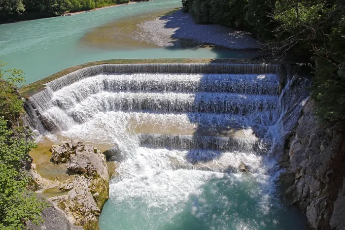 Gerahmter Druck : Lechfall, Lech (Fluss), Wasserfall
