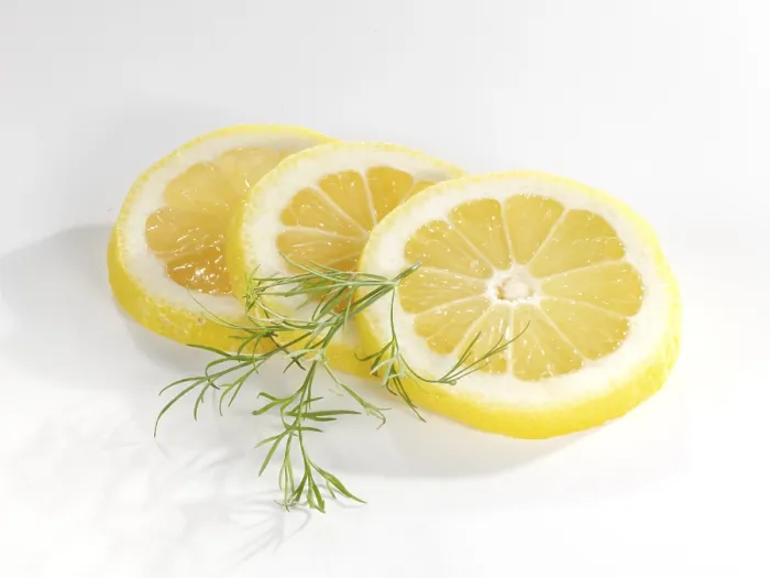 Gerahmter Druck : Zitronenscheiben mit Dill. Gerahmter Druck : Zitronenscheiben mit Dill.