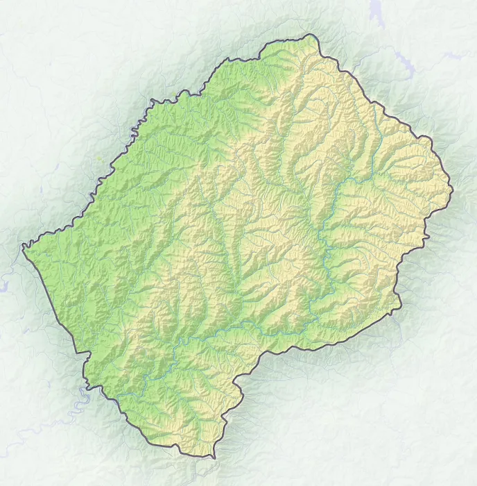Gerahmter Druck : Lesotho, Schattendichtkarten. Gerahmter Druck : Lesotho, Schattendichtkarten.