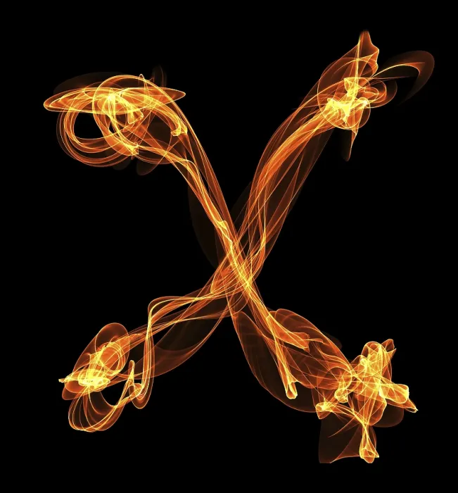 Gerahmter Druck : Buchstabe in Flammen Gerahmter Druck : Buchstabe in Flammen
