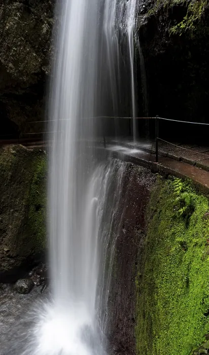 Gerahmter Druck : Levada do Moinho, Wasserfall in einer Schlucht Gerahmter Druck : Levada do Moinho, Wasserfall in einer Schlucht