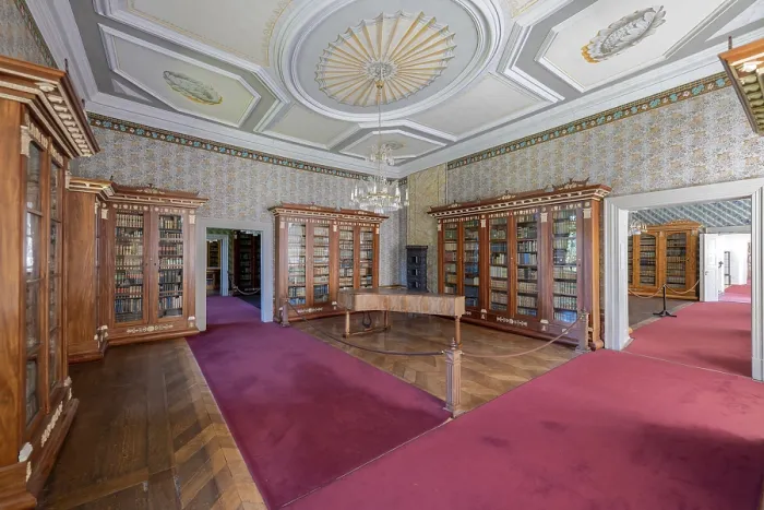 Gerahmter Druck : Bibliothek im Kloster Corvey, Hoxter, Nordrhein-Westfalen, Deutschland Gerahmter Druck : Bibliothek im Kloster Corvey, Hoxter, Nordrhein-Westfalen, Deutschland