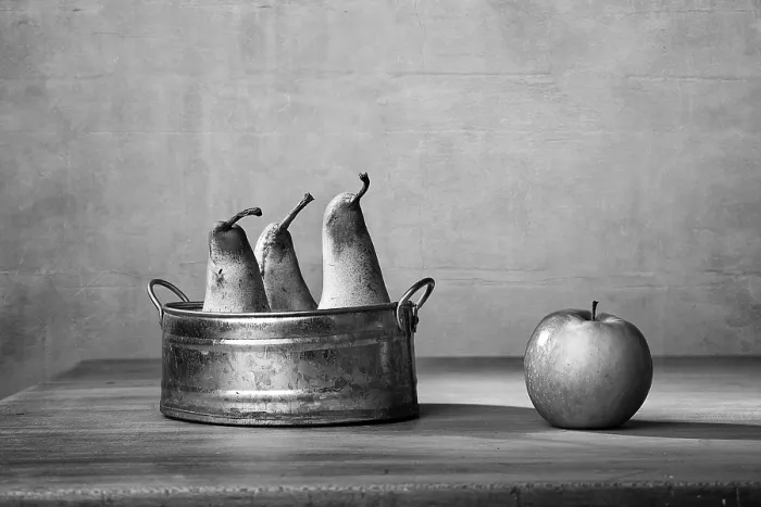 Gerahmter Druck : Stillleben mit Apfel und Birnen. Gerahmter Druck : Stillleben mit Apfel und Birnen.
