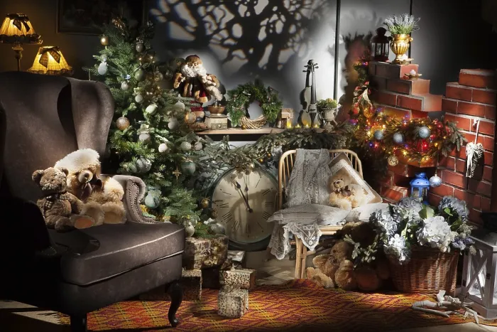 Gerahmter Druck : Stillleben mit Weihnachtsbaum Gerahmter Druck : Stillleben mit Weihnachtsbaum