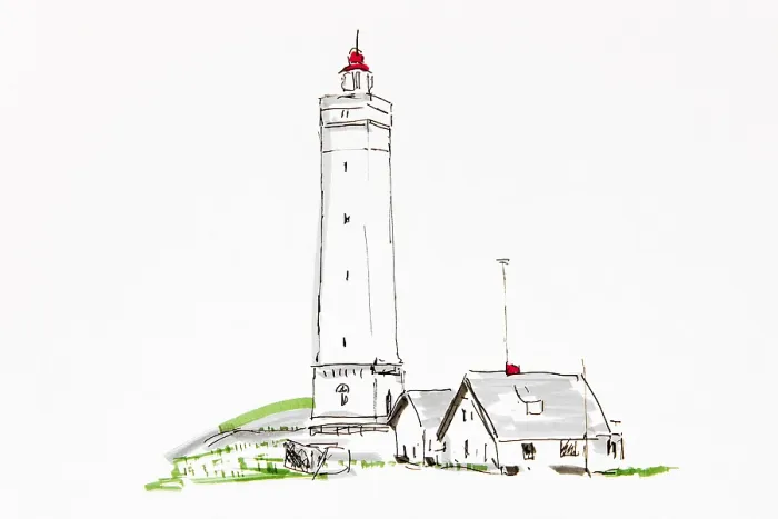 Gerahmter Druck : Blaavand-Leuchtturm, Dänemark Gerahmter Druck : Blaavand-Leuchtturm, Dänemark