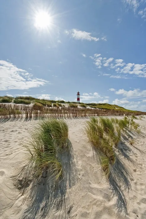 Gerahmter Druck : Leuchtturm mit blauem Himmel, Sonne, Rücklicht am Ellenbogen. Gerahmter Druck : Leuchtturm mit blauem Himmel, Sonne, Rücklicht am Ellenbogen.