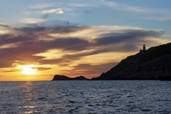 Gerahmter Druck : Leuchtturm, Faro di Punta Libeccio