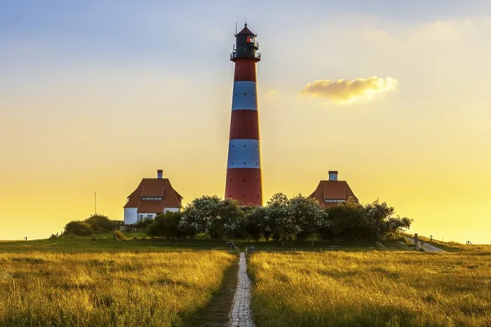 Gerahmter Druck : Leuchtturm Westerheversand, Westerhever Gerahmter Druck : Leuchtturm Westerheversand, Westerhever