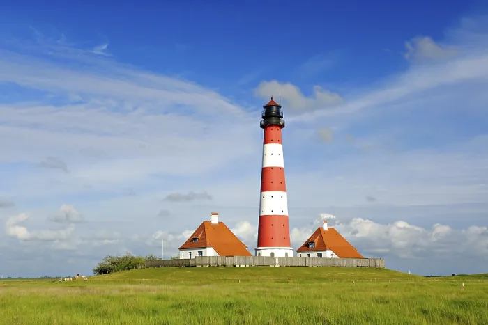 Gerahmter Druck : Leuchtturm Westerheversand, Westerhever Gerahmter Druck : Leuchtturm Westerheversand, Westerhever