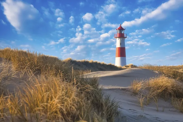 Gerahmter Druck : Leuchtturm List-Ost am Ellbogen.