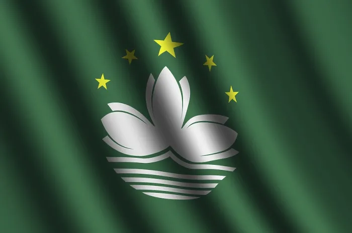 Gerahmter Druck : Das Macau-Flagge weht im Wind. Gerahmter Druck : Das Macau-Flagge weht im Wind.