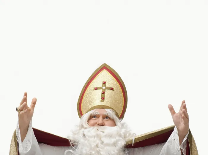 Gerahmter Druck : Ein Mann verkleidet als Nikolaus. Gerahmter Druck : Ein Mann verkleidet als Nikolaus.