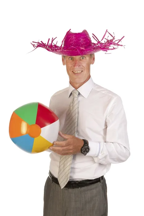 Gerahmter Druck : Der Manager hat weniger Stress in der Ferienzeit. Gerahmter Druck : Der Manager hat weniger Stress in der Ferienzeit.