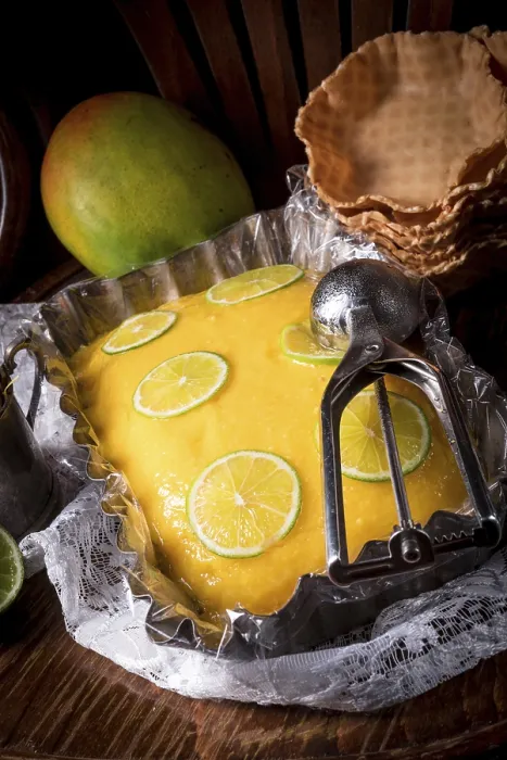 Gerahmter Druck : Mango-Limet-Eis Gerahmter Druck : Mango-Limet-Eis
