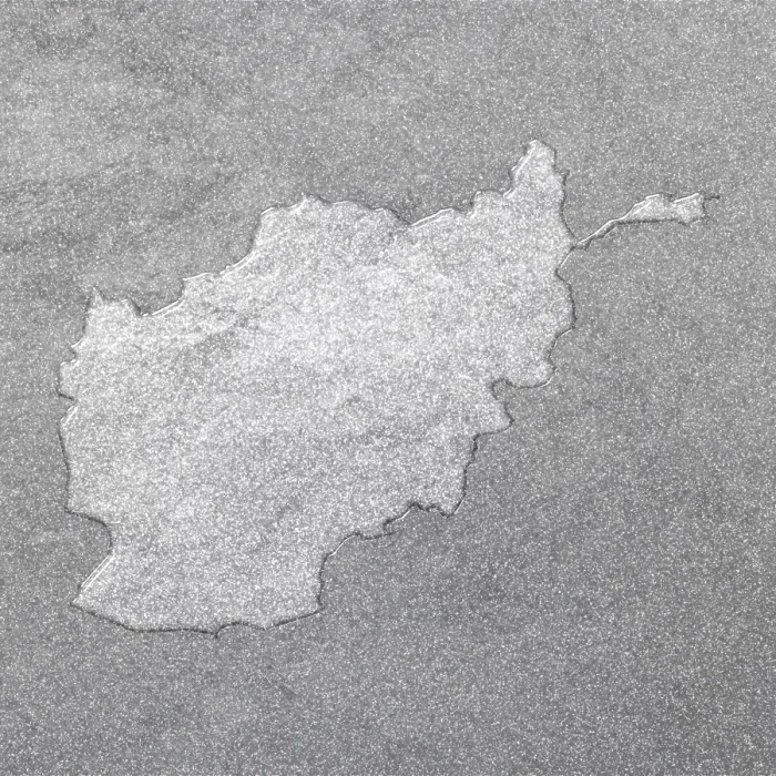 Gerahmter Druck : Karte Afghanistans, silberner Hintergrund. Gerahmter Druck : Karte Afghanistans, silberner Hintergrund.