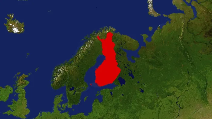 Gerahmter Druck : Karte, Finnland rot hervorgehoben. Gerahmter Druck : Karte, Finnland rot hervorgehoben.