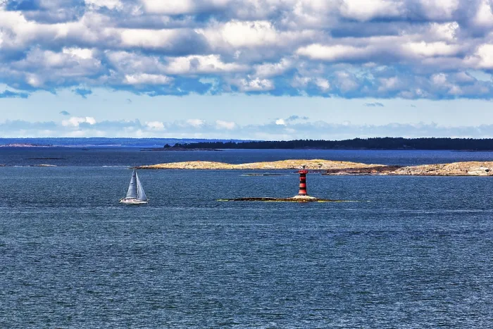 Gerahmter Druck : Leuchtturm von Marhallan im Archipel.