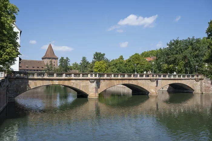 Gerahmter Druck : Maxbrücke mit Reflexion