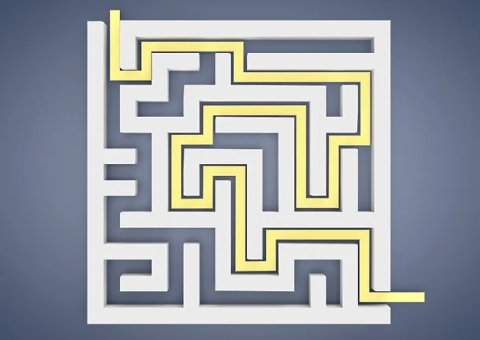 Gerahmter Druck : Labyrinth, Labyrinth mit der Lösung. Gerahmter Druck : Labyrinth, Labyrinth mit der Lösung.