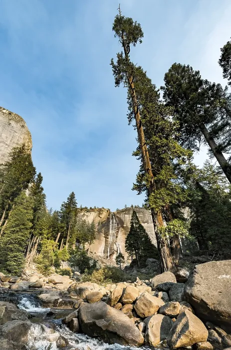 Gerahmter Druck : Merced River mit Nevada Fall, Mist Trail Gerahmter Druck : Merced River mit Nevada Fall, Mist Trail