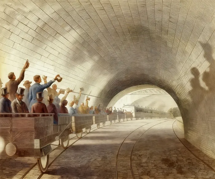 Gerahmter Druck : Metropolitische Eisenbahn, 19. Jahrhundert Gerahmter Druck : Metropolitische Eisenbahn, 19. Jahrhundert