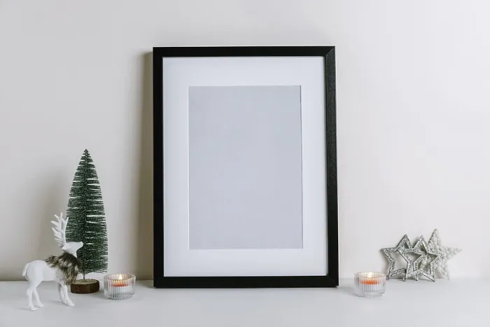 Gerahmter Druck : Weihnachtsdekorationen in ein Frame mocken. Gerahmter Druck : Weihnachtsdekorationen in ein Frame mocken.