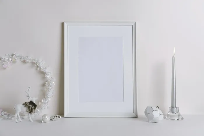 Gerahmter Druck : Weihnachtsdekoration in ein Frame mocken. Gerahmter Druck : Weihnachtsdekoration in ein Frame mocken.