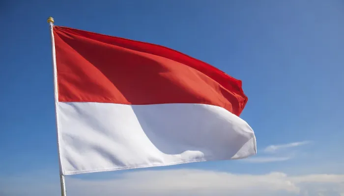Gerahmter Druck : Die Flagge von Monaco flattert im Wind. Gerahmter Druck : Die Flagge von Monaco flattert im Wind.