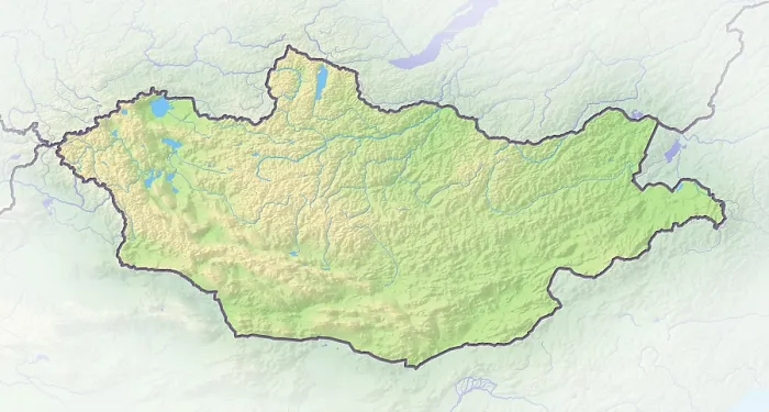 Gerahmter Druck : Mongolei, Schattendachreliefkarte. Gerahmter Druck : Mongolei, Schattendachreliefkarte.