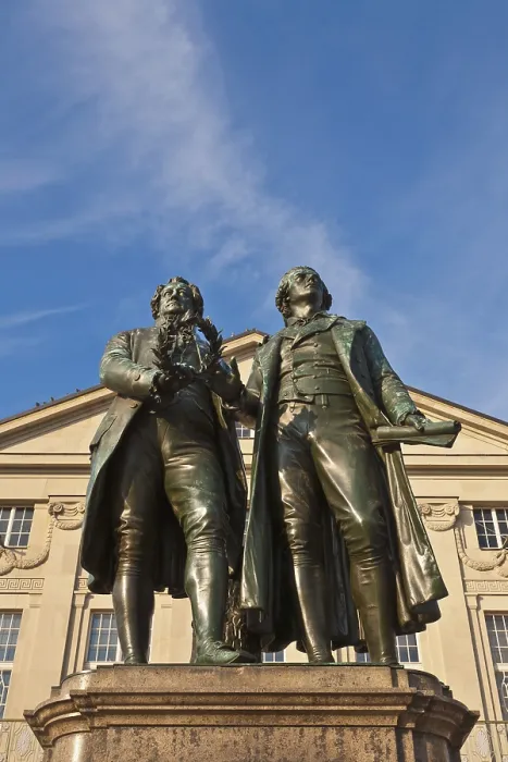 Gerahmter Druck : Denkmal für Goethe und Schiller Gerahmter Druck : Denkmal für Goethe und Schiller