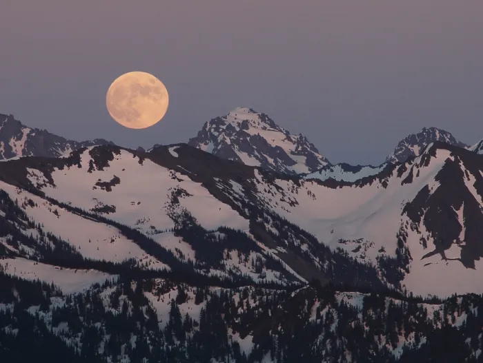 Gerahmter Druck : Vollmond über dem Olympic-Halbinsel. Gerahmter Druck : Vollmond über dem Olympic-Halbinsel.