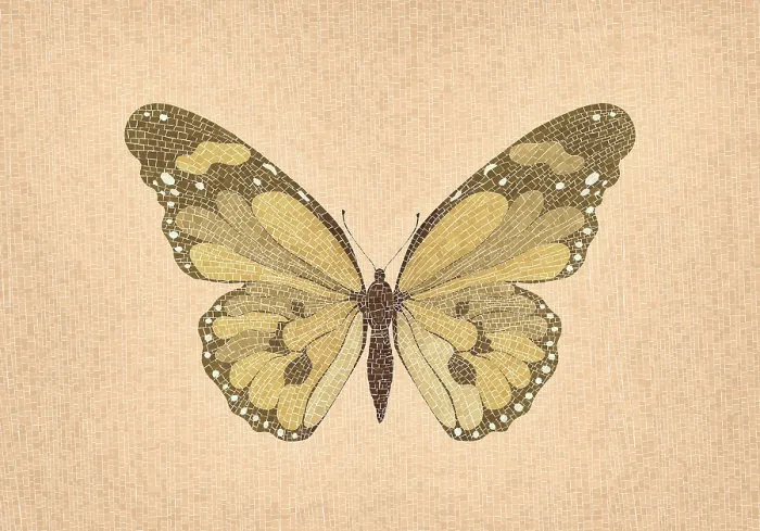 Gerahmter Druck : Mosaik-Kunstschmetterling-Vektor-Komposition Gerahmter Druck : Mosaik-Kunstschmetterling-Vektor-Komposition