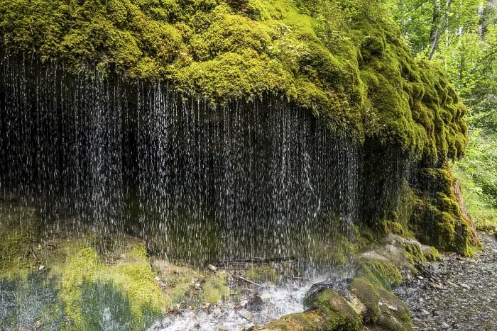 Gerahmter Druck : Moosbedeckte Felsen am Wasserfall. Gerahmter Druck : Moosbedeckte Felsen am Wasserfall.