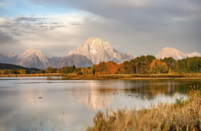 Gerahmter Druck : Mount Moran spiegelt sich im Snake River. Gerahmter Druck : Mount Moran spiegelt sich im Snake River.