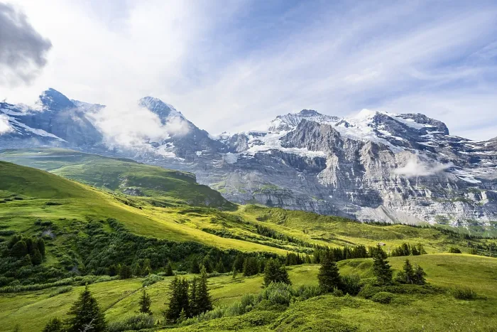 Gerahmter Druck : Bergpanorama mit Gipfeln Eiger Gerahmter Druck : Bergpanorama mit Gipfeln Eiger