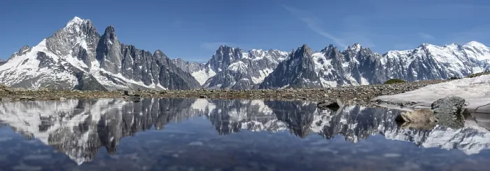 Gerahmter Druck : Bergpanorama, Reflexion im Lac Blanc Gerahmter Druck : Bergpanorama, Reflexion im Lac Blanc