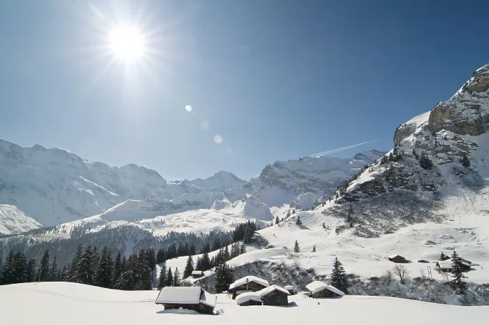 Gerahmter Druck : Bergpanorama mit der Sonne. Gerahmter Druck : Bergpanorama mit der Sonne.