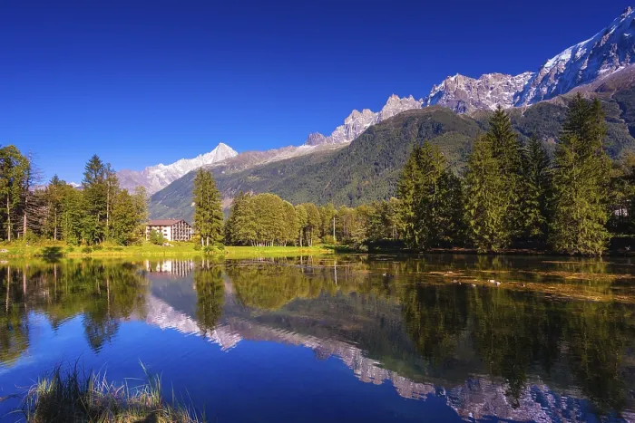 Gerahmter Druck : Das Bergresort von Chamonix. Gerahmter Druck : Das Bergresort von Chamonix.