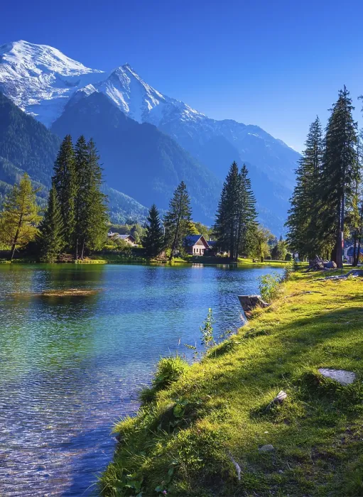 Gerahmter Druck : Das Bergresort von Chamonix. Gerahmter Druck : Das Bergresort von Chamonix.