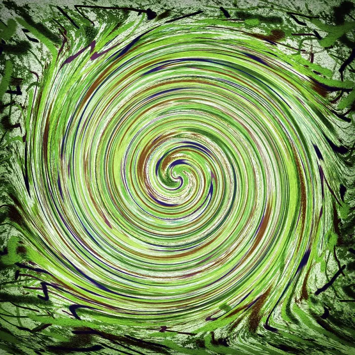 Gerahmter Druck : Farbige Abstraktion in Form einer Spirale. Gerahmter Druck : Farbige Abstraktion in Form einer Spirale.