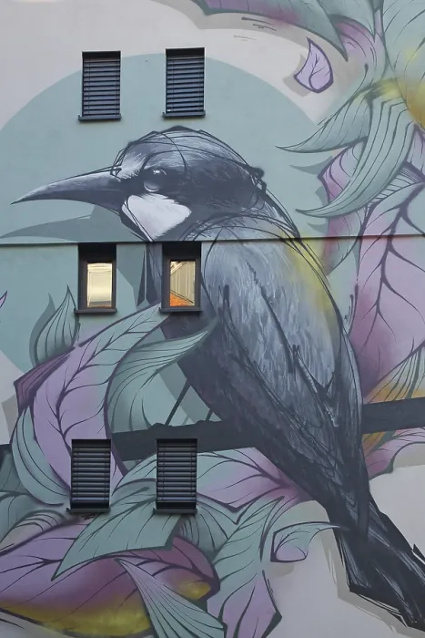 Gerahmter Druck : Mural-Bleichevogel von Studio Lacks 2023 Gerahmter Druck : Mural-Bleichevogel von Studio Lacks 2023