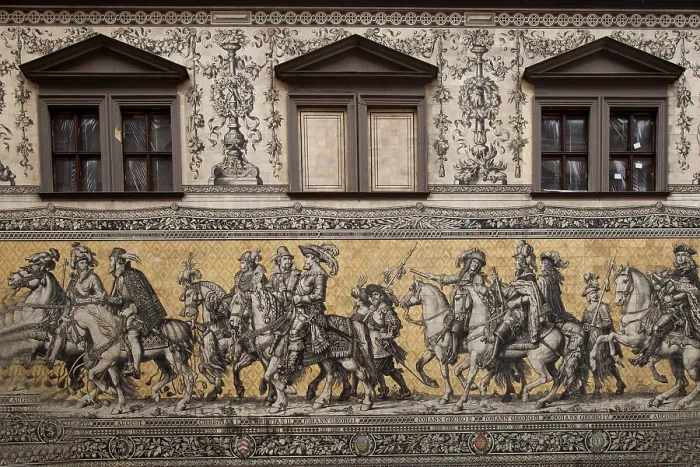 Gerahmter Druck : Bild der Prinzenprozession auf der Fassade.